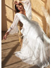 Ivory Pleated Chiffon V Open Back Wedding Dress Ivory Pleated Chiffon V Open Back Wedding Dress